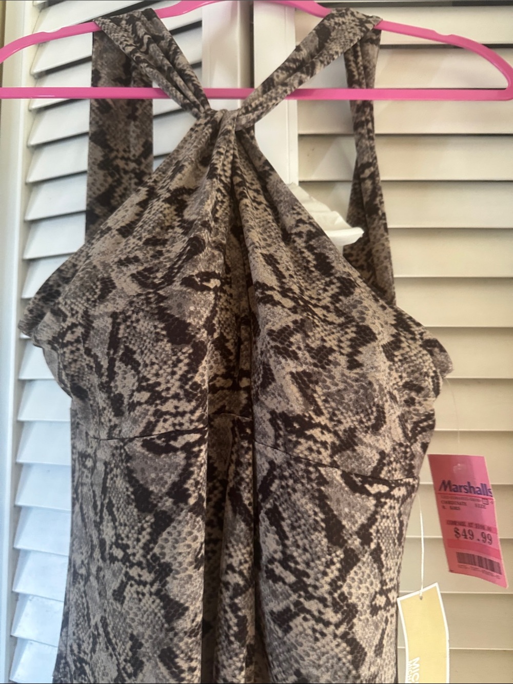 Michael Kors Snake-Print Halter Dress in Neutral Tones